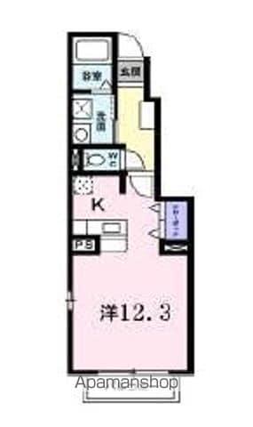 アドックヒルズ・モエB(1K/1階)の間取り写真