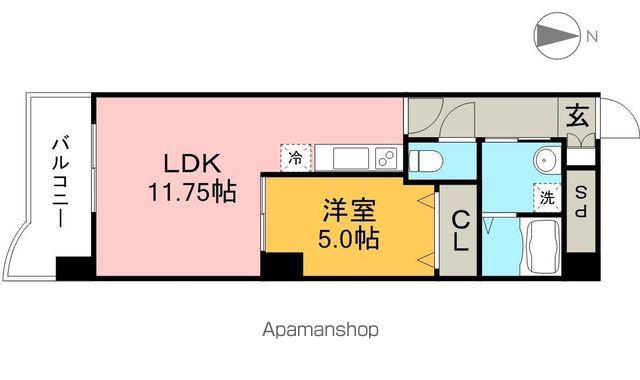 ルガーノⅠ(1LDK/5階)の間取り写真