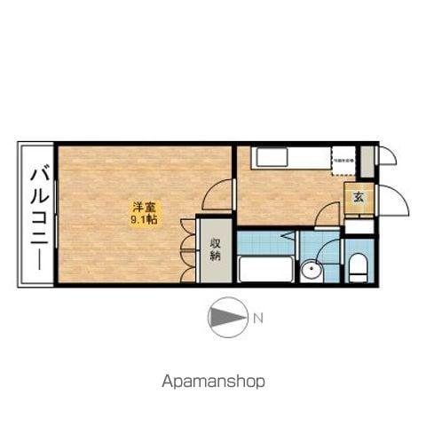 エバーグリーン(1K/1階)の間取り写真