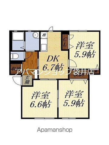 フォーレス豊田II(3DK/1階)の間取り写真