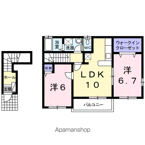 エレガンス(2LDK/2階)の間取り写真