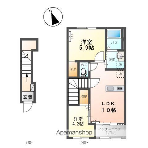 アルカンシエルⅠ(2LDK/2階)の間取り写真