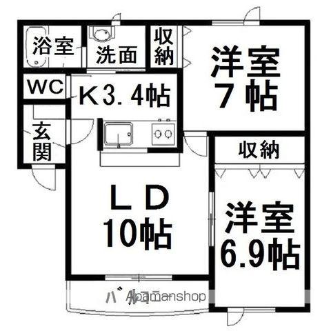ほっとハイツB(2LDK/2階)の間取り写真