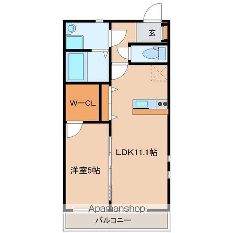 フォルクローレE(1LDK/2階)の間取り写真