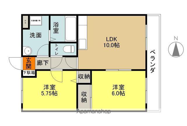 サンヒルズ住吉(2LDK/2階)の間取り写真