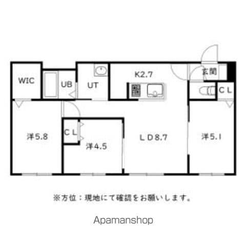 GRAN BACH麻生(3LDK/3階)の間取り写真