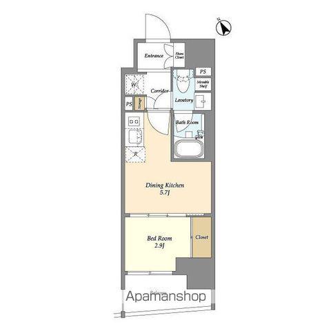 テラス横浜鶴見(1DK/11階)の間取り写真