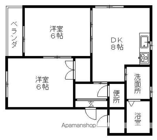 シティリバー(2DK/1階)の間取り写真