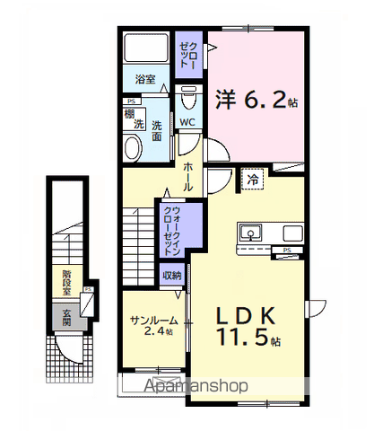 ドリーマーⅢ(1LDK/2階)の間取り写真