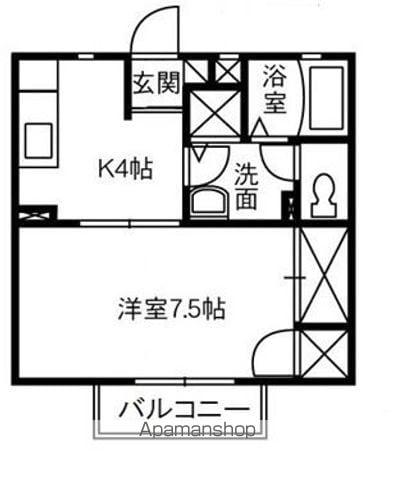 リビエール倉敷C棟(1K/2階)の間取り写真