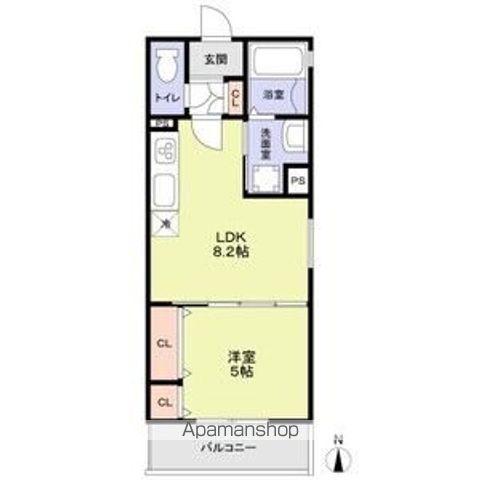 フォレストクリエオーレ城垣町弐番館(1LDK/2階)の間取り写真