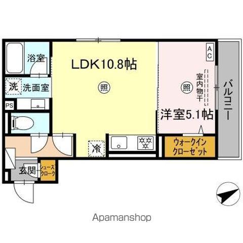 アベリアII番館(1LDK/2階)の間取り写真