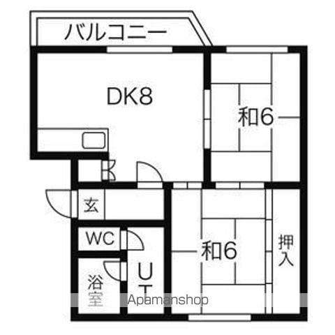 菊水コーポラスB(2DK/3階)の間取り写真