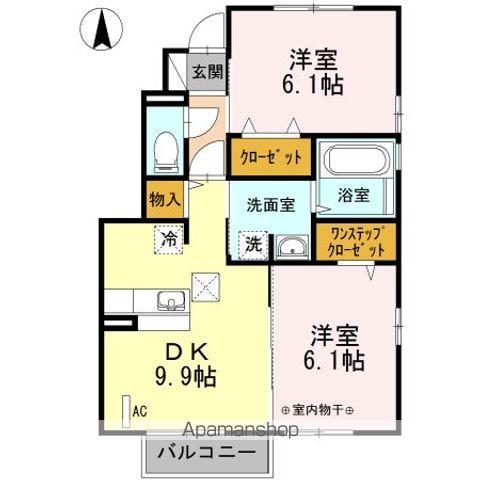 サニー矢倉下B(2DK/1階)の間取り写真