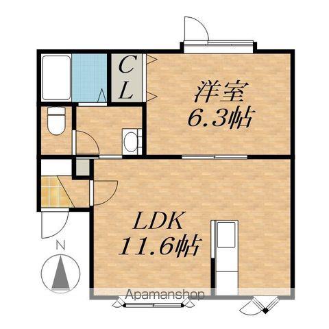根室本線 帯広駅 バス乗車時間：25分 西町３丁目バス停で下車 徒歩3分 2階建 築19年(1LDK/1階)の間取り写真