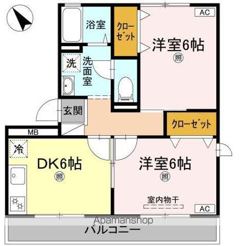 コウジィーコート前川(2DK/1階)の間取り写真