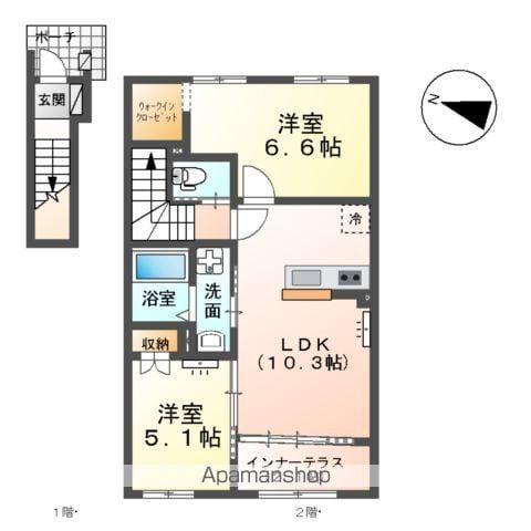 ベルスーズ(2LDK/2階)の間取り写真