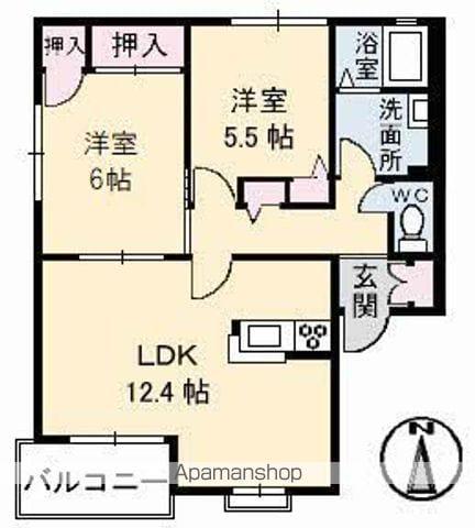ラ・カーナ B棟(2LDK/1階)の間取り写真