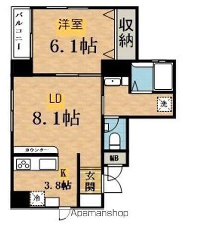 横山町メゾン(1LDK/4階)の間取り写真