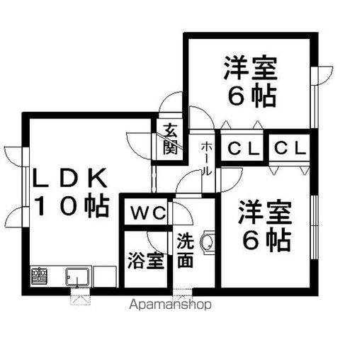 ハピネス北光(2LDK/1階)の間取り写真