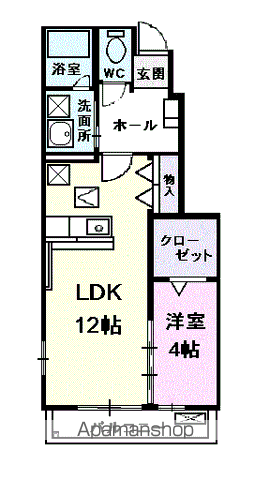 ソレイユ(1LDK/1階)の間取り写真
