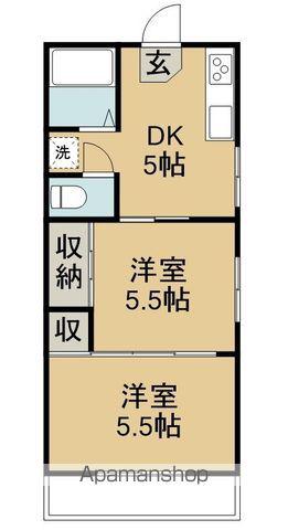 ハイネ國分(2DK/3階)の間取り写真