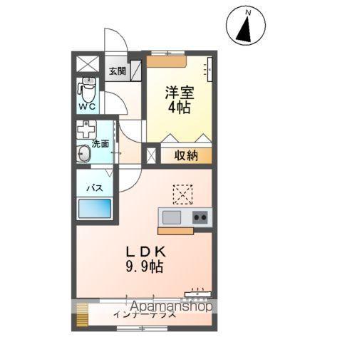 阿見町中央2丁目アパート(1LDK/1階)の間取り写真