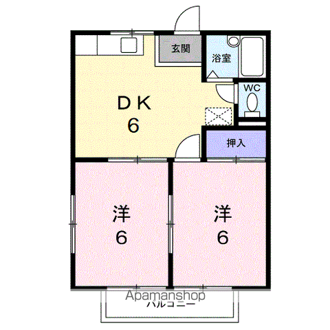 コーポルピナス(2DK/2階)の間取り写真