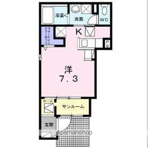 プリムヴェール(ワンルーム/1階)の間取り写真