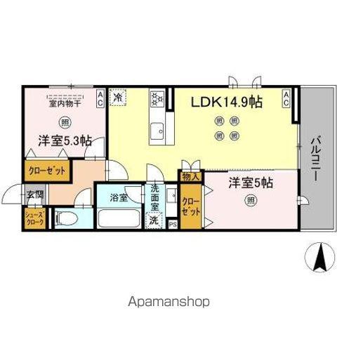 DーROOM今宿駅前1丁目(2LDK/2階)の間取り写真