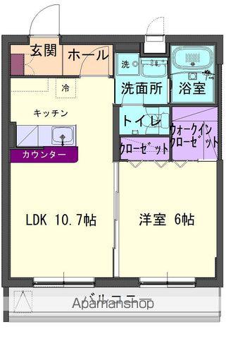 ソラーレ北上花園(1LDK/3階)の間取り写真