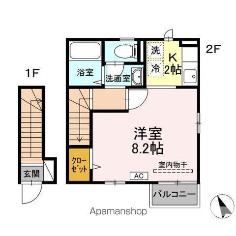 マルグリットABA棟(1K/2階)の間取り写真