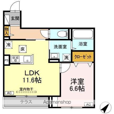 DBLESS上大岡(1LDK/1階)の間取り写真