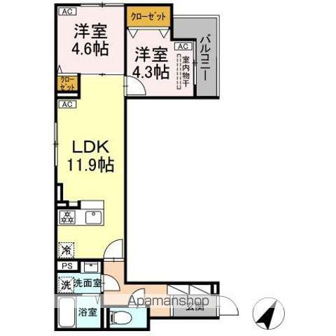 セレスティア扇III(2LDK/3階)の間取り写真