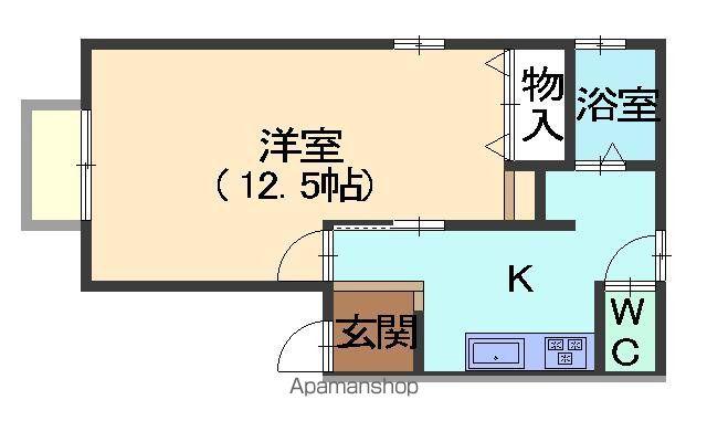 オリーブA棟(1K/1階)の間取り写真