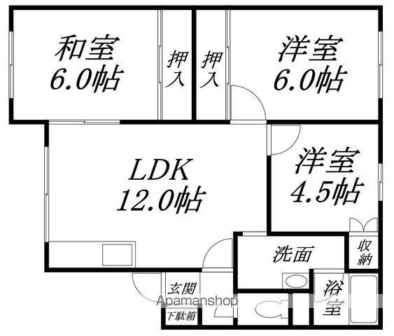 グランドハイム七重浜(3LDK/2階)の間取り写真