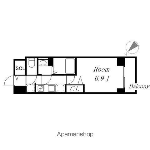 プレサンス東別院駅前Ⅱ(1K/11階)の間取り写真