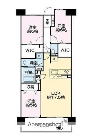 グランセレッソ横濱戸塚(3LDK/6階)の間取り写真