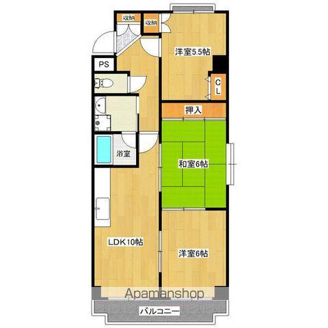 パレスロゼ(3LDK/6階)の間取り写真