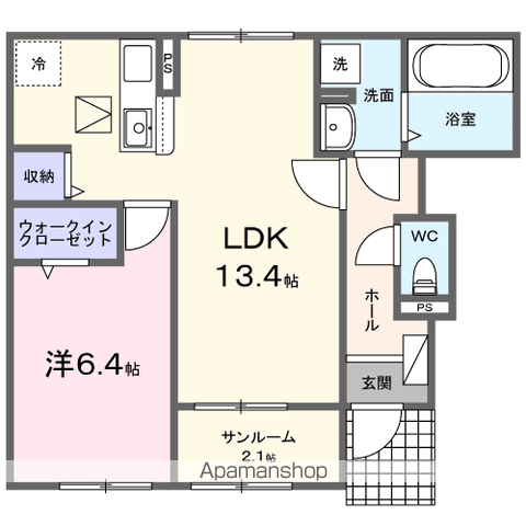 コンフィ(1LDK/1階)の間取り写真