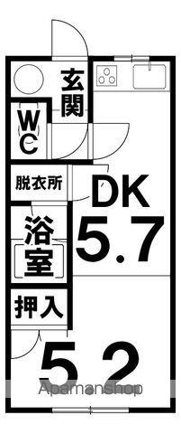 コーポ秋山3(1DK/2階)の間取り写真