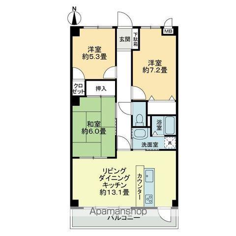 フィネス秀(3LDK/1階)の間取り写真
