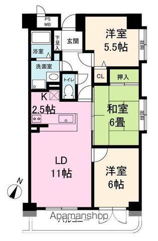 セザール野幌(3LDK/7階)の間取り写真