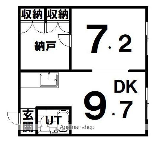 シャトレ白樺(1SDK/1階)の間取り写真