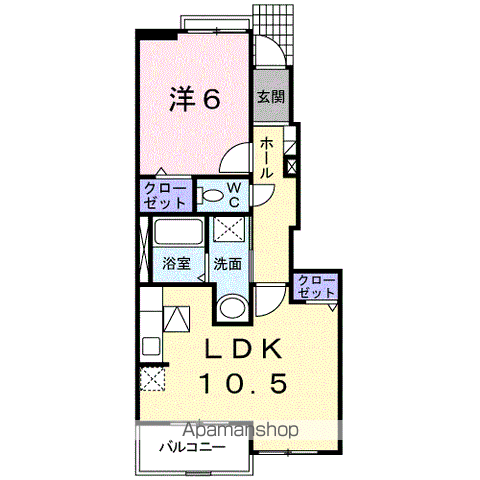 ブリリアントK(1LDK/1階)の間取り写真