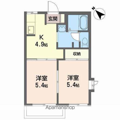 フォーブル加賀野(2K/2階)の間取り写真