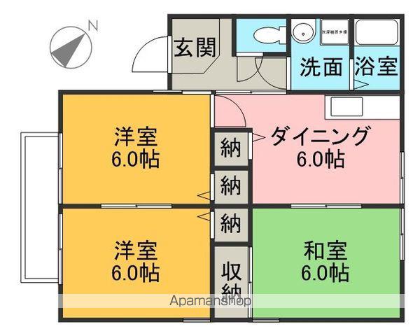 グリーンヒル岡本(3DK/1階)の間取り写真