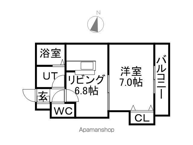 HS発寒南(1DK/4階)の間取り写真
