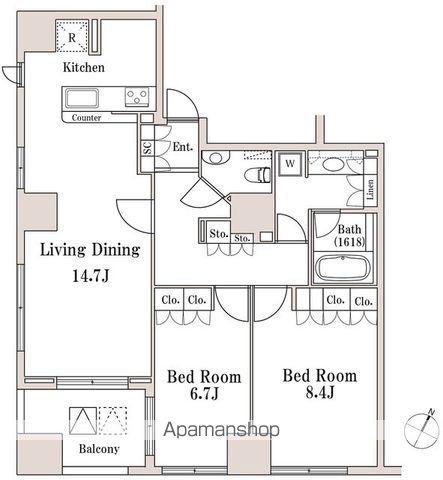 LASANTE一番町(2LDK/11階)の間取り写真