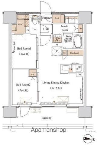 ブランシエスタ木場(2LDK/5階)の間取り写真